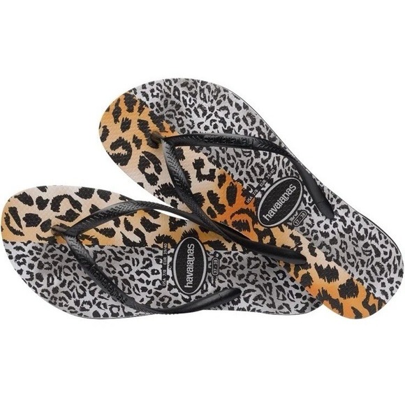 Havaianas Other - Havaianas Youth 13C/1Y Flip Flops Leopard Print Slim Mixed Print NWT
